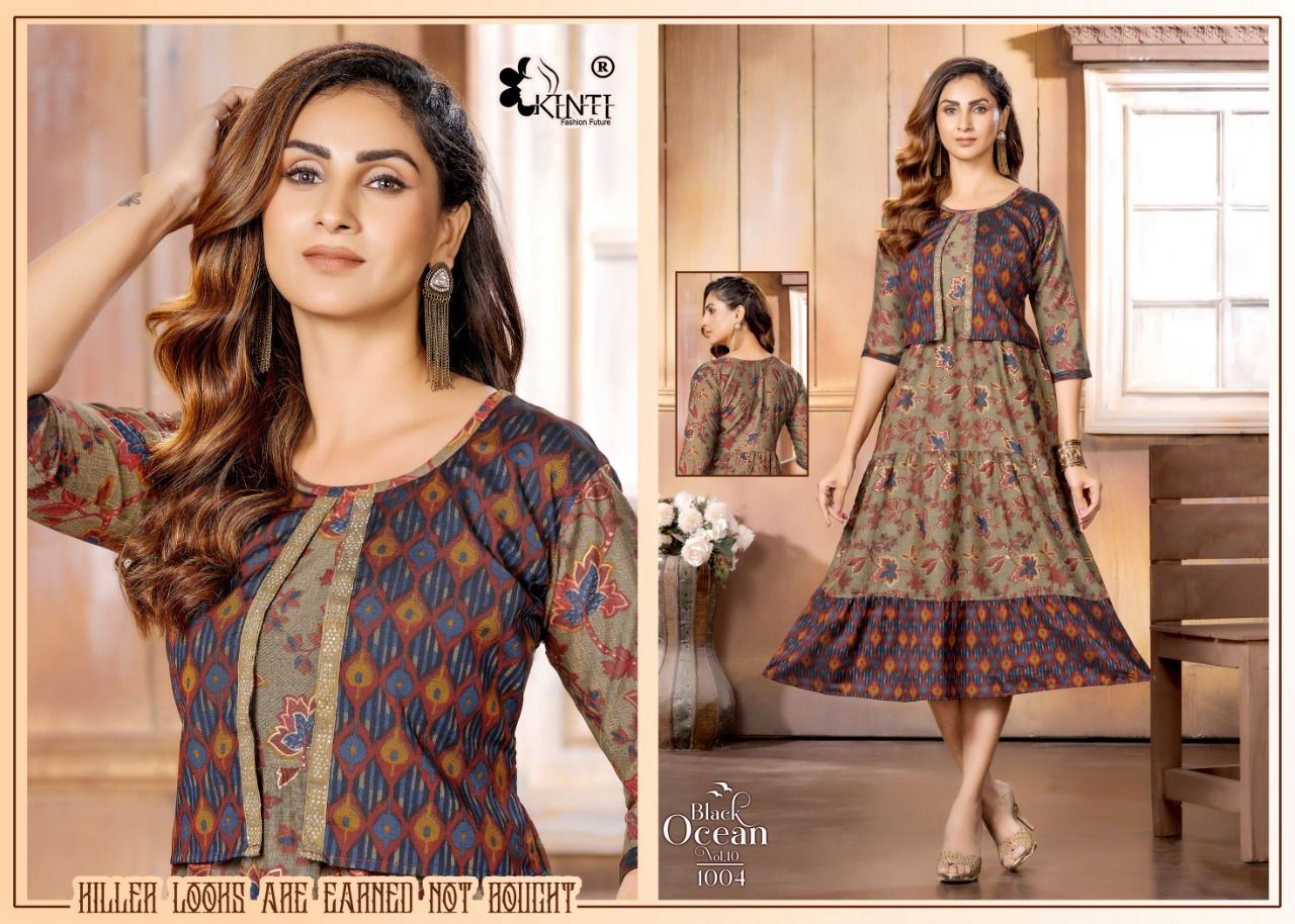 Black Ocean Vol 10 By Kinti Long Designer Kurtis Catalog